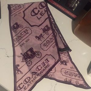 Pink and plum colored silk Coach scarf
